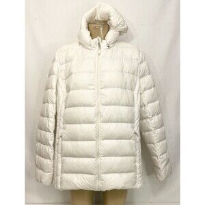 Woman's Heat Keep Jacket XXL 2XL 48" Down Feathers Puffer Jacket Coat Hood White